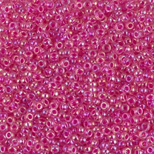 Rocaille Miyuki 15/0 355 - Crystal AB Hot Pink Lined x8g