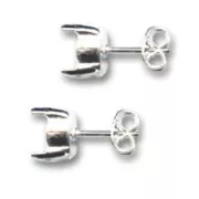 Clous d'oreilles porte-cabochon 8mm sans anneau argenté  x2