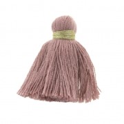 Gros pompons imitation coton 40 mm Mauve / Doré x5