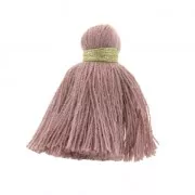 Gros pompons imitation coton 40 mm Mauve / Doré x5