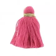 Gros pompons imitation coton 40 mm Fuchsia / Doré x5