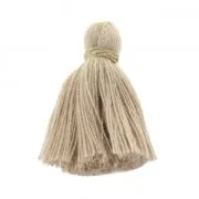 Gros pompons imitation coton 40 mm Beige / Doré x5
