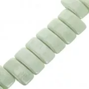Perles en verre tchèque Carrier Bead 2 trous 11 x 22 mm Opaque Luster Green x 6