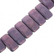 Perles en verre tchèque Carrier Bead 2 trous 11 x 22 mm Opaque Luster Amethyst x 6