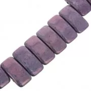 Perles en verre tchèque Carrier Bead 2 trous 11 x 22 mm Opaque Luster Amethyst x 6