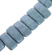Perles en verre tchèque Carrier Bead 2 trous 11x22 mm Opaque Blue Ceramic Look x 6