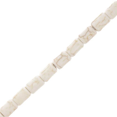 Perles tubes 6x4 mm imitation Howlite teintées - Ecru x38cm