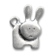 Breloque lapin 20 mm argenté vieilli x1