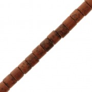 Perles tubes 4x4 mm imitation Howlite teintées - Marron x38cm