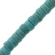 Perles rondelles Heishi 6x3 mm imitation Howlite teintées - Bleu turquoise x38cm|raw }}