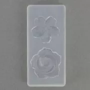 Moule silicone 39x20 mm pour résine - motif fleurs - Transparent x1