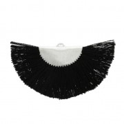 Pendentif éventail demi-lune franges pompons 25x47 mm Noir/argentéx1|raw }}