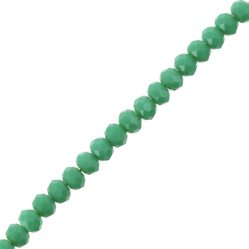 Perles rondes aplaties facettées 3.5x3 mm - Medium Green Opaque x35cm