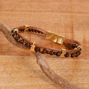 Perles rondes en pierre gemme Oeil de Tigre dépoli effet givré 3 mm x 25