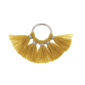 Petit pendentif éventail pompons imitation coton 20x29 mm Sunflower/argentéx1