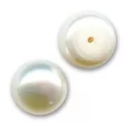 Cabochons semi-percés - 8 mm - Perles d'eau douce Blanc Irisé x2