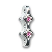 Intercalaire 3 rangs 17x5 mm plaqué rhodium strass Rose x1|raw }}