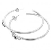 Créoles fil carré à décorer pour cabochons 3 et 4 mm - 48 mm argenté x2