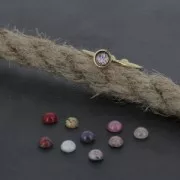 Bague réglable serti pour cabochons à fond plat 4 mm Doré à l'or fin x1