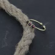 Bague réglable 3 sertis pour cabochons à fond plat 3 mm Doré à l'or fin x1