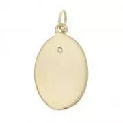 Breloque ovale décorée d'un coeur et d'une croix 20.5x12 mm Plaqué Or 3 microns x1