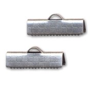 Embouts à serrer décorés 20 mm Placage Argent fin vieilli x2