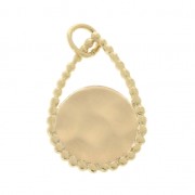 Breloque / Pendentif goutte ajouré effet martelé 18x12 mm Plaqué Or 3 microns x1|raw }}