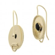 Crochets d'oreilles décor ovale serti d'un onyx 24 mm Plaqué Or 3 microns x2|raw }}