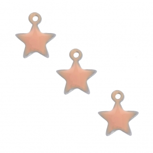 Breloque étoile en métal et résine époxy 7 mm Light Rose x 6