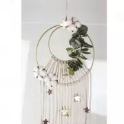 Cercle nu en métal pour attrape rêves suspension et abat-jour 25cm doré vieilli