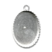 Serti pendentif  pour cabochon à fond plat 25x18 mm en Argent 925 x1