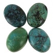 Cabochon ovale - pierre rainurée pour macramé 18x13 mm Turquoise naturelle x1