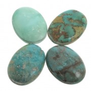 Cabochon ovale - pierre rainurée pour macramé 25x18 mm Turquoise naturelle x1