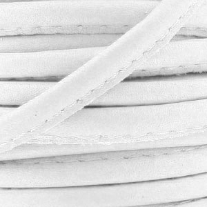 Cordon cuir surpiqué 4 mm Blanc x1 m