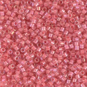 Miyuki Delica 11/0 DB0070 - Pink Coral Lined Crystal Luster x8g