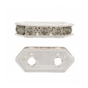 Intercalaire strass 2 rangs 10x4.5 mm Black Diamond en Argent 925 x1|raw }}