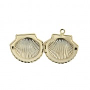 Pendentif porte-photo cassolette forme coquillage en laiton 22x24 mm doré x1