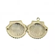 Pendentif porte-photo cassolette forme coquillage en laiton 22x24 mm doré x1