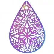 Pendentif teinté laser cut goutte - 52x34 mm - oriental x1