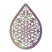 Pendentif teinté laser cut goutte 48x32 mm - Floral x1