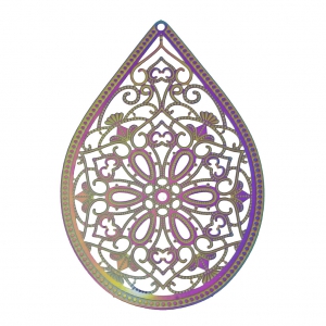 Pendentif teinté laser cut goutte 48x32 mm - Floral x1