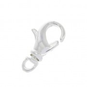 Fermoir mousqueton avec anneau pivotant 14 mm Placage Argent fin x1