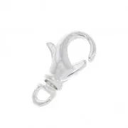 Fermoir mousqueton avec anneau pivotant 14 mm Placage Argent fin x1