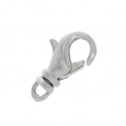 Fermoir mousqueton avec anneau pivotant 14 mm Rhodié x1