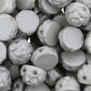 Perles Cabochons Fleurs Rosetta - 2 trous - 6 mm Alabaster Pastel Grey x20