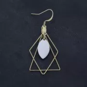 Supports boucles d'oreilles losange deux anneaux 23x46 mm doré à l'or fin x2