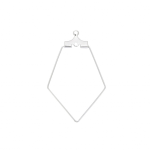 Supports boucles d'oreilles polygone deux anneaux 35x22 mm - Placage Argent fin x2