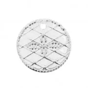 Sequins ronds motif croix 13 mm Placage Argent fin x6