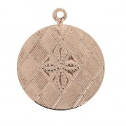 Breloques rondes motif croix 17 mm - Doré rose x4