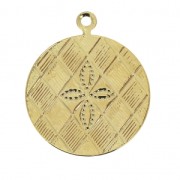 Breloques rondes motif croix 17 mm - Doré x4
